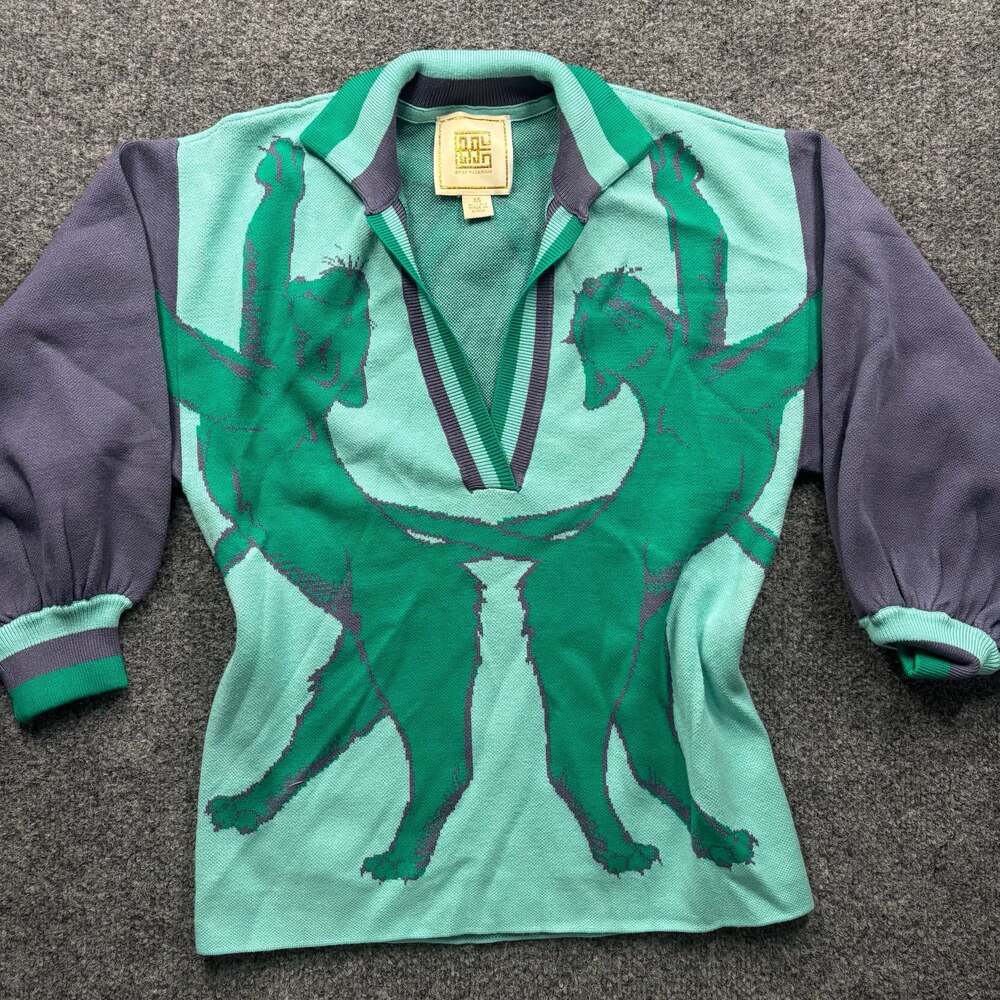 Emily McCarthy Lioness Lolli Sweater Size XS Teal Green V-Neck Long Sleeve